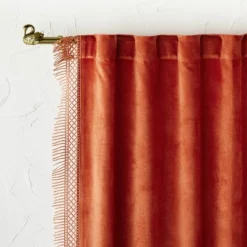 1pc Light Filtering Velvet Macrame Trim Window Curtain Panel Burnt Orange - Opalhouse™ Designed With Jungalow™ -Opalhouse Shop GUEST 9bfd56a0 ad5c 4df0 98b1 851ec6623ce3